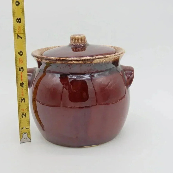 Hull Pottery Bean Pot with Lid Vintage Oven Proof USA Brown Drip Pot - Picture 9 of 9